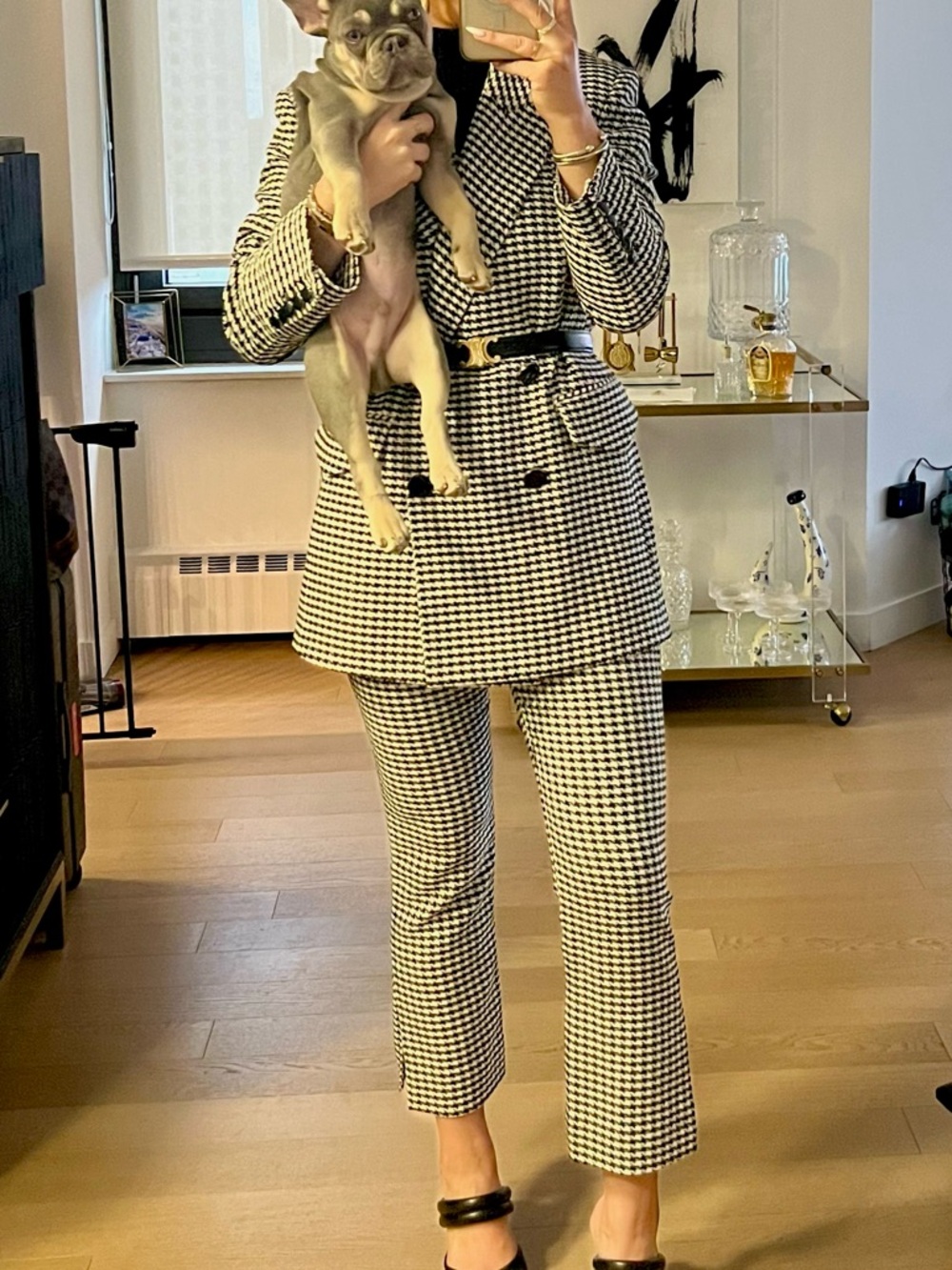 Veronica Beard Hutchinson Dickey Jacket In Black and White Houndstooth Size M